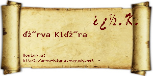 Árva Klára névjegykártya