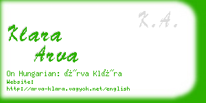 klara arva business card